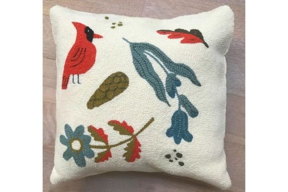 Cardinal Pillow Punch Needle for Apparel Design