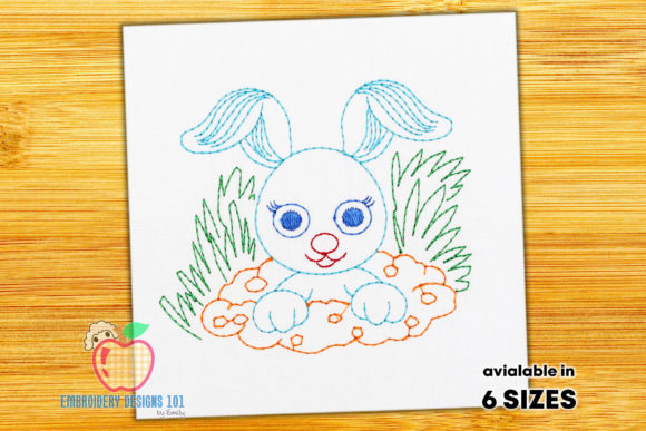 Cute Easter Bunny Embroidery Design for Small Shop Products