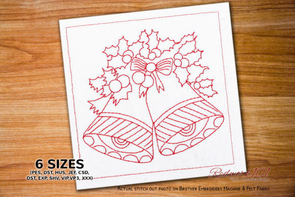 Decorative Christmas Bell Redwork