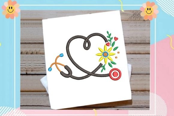 Stethoscope Heart with Flowers